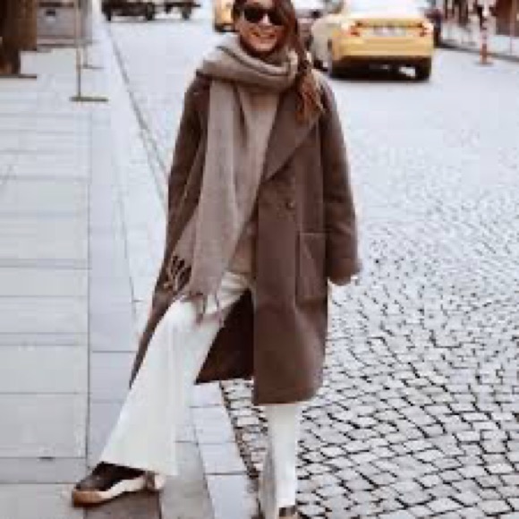 NEW with Tags Sold Out H&M Brown Melange Wool Coat - Medium - Picture 3 of 8